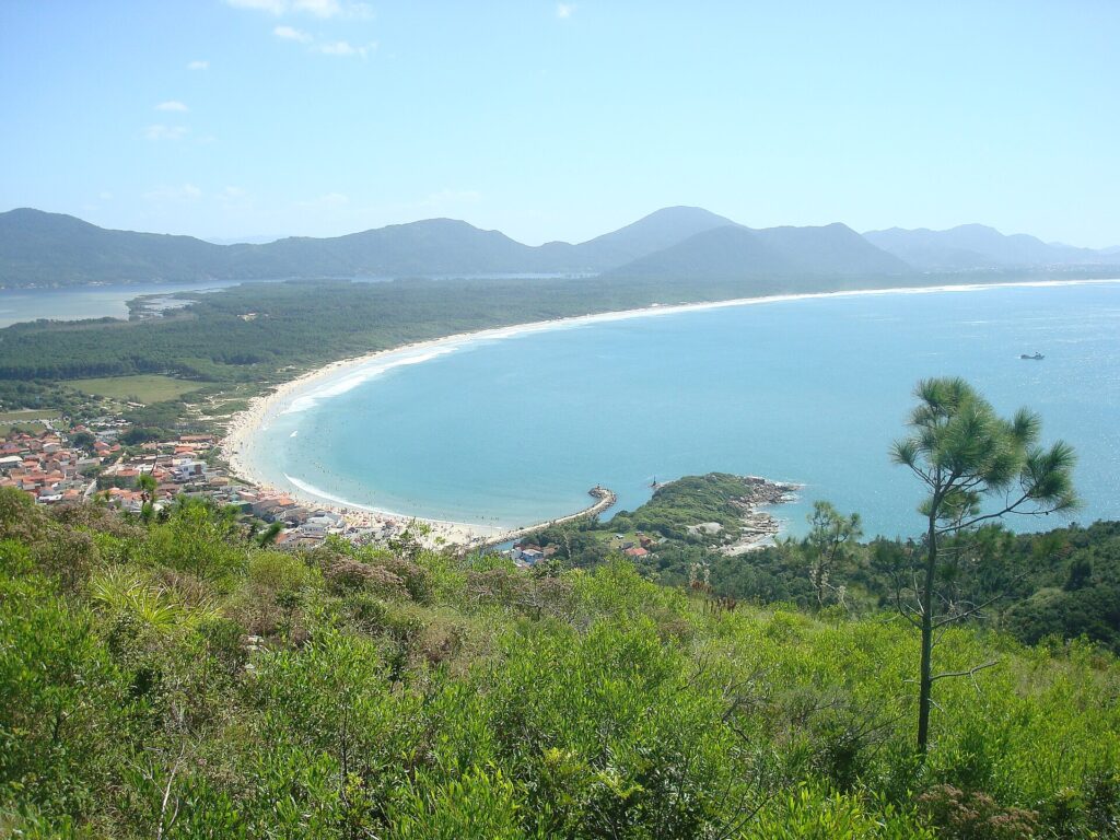 View over Barra da Lagoa beach and bay in Florianópolis